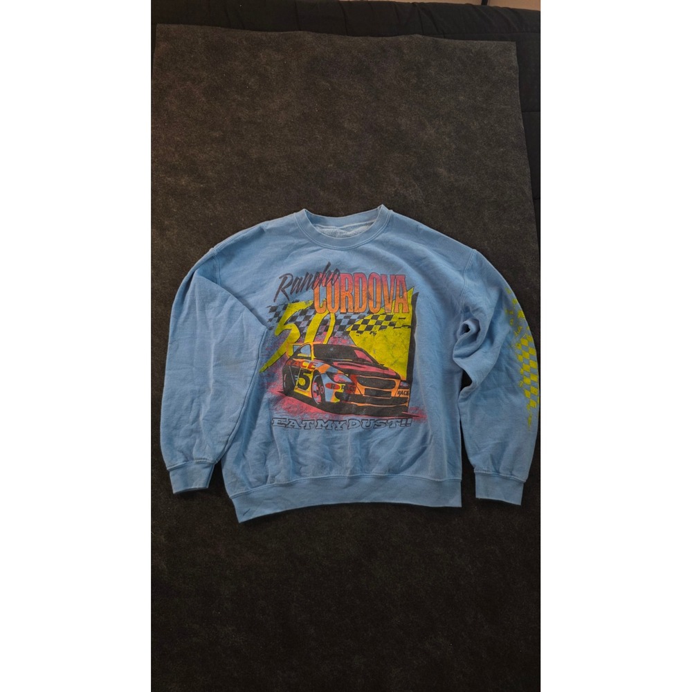 Rancho Cordova Racing Sweatshirt Light Blue Eat My Dust Graphic Crewneck L